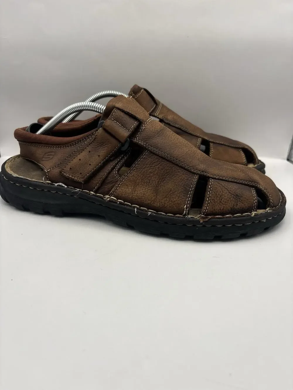 Skechers Brown Leather Fisherman Sandals Men Size 12